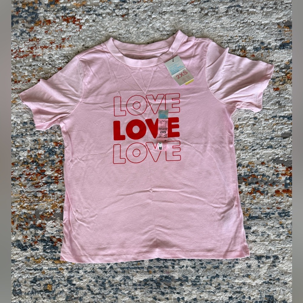 NWT Primark Pink Love Graphic 100% Cotton T-Shirt, XS